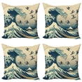 thumbnail image 1 of Ambesonne Ukiyo-e Wave Throw Pillow Cover 4 Pack, Flying Surfers Asian, 16", Navy Blue Ivory Seafoam, 1 of 7