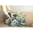 thumbnail image 1 of Ambesonne Ukiyo-e Wave Throw Pillow Cover Pack of 2, Flying Surfers Asian, 2 Pcs-26"x26", Navy Blue Ivory Seafoam, 1 of 5