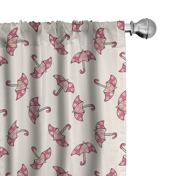 Ambesonne Umbrella Window Curtains, Rain Accessories, Each 28" W x 95" L, Champagne Pink