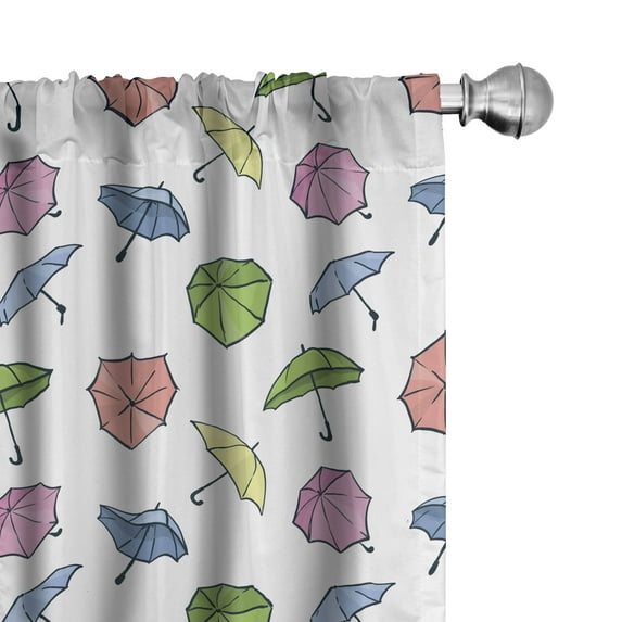 Ambesonne Umbrella Curtains, Cartoon Colorful, Pair of 28"x95", Multicolor