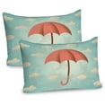 thumbnail image 1 of Ambesonne Umbrella Pillow Sham 2 Pack, Vintage Cloudy Sky, 36"x20", Dark Coral Turquoise, 1 of 3