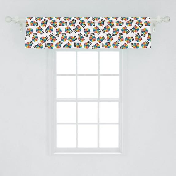 Ambesonne Umbrella Window Valance, Laying Under Colorful Parasols on Striped Towels Summer Beach Theme Pattern, Curtain Valance for Kitchen Bedroom Decor with Rod Pocket, 54" X 12", White Multicolor