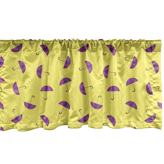 Ambesonne Umbrella Window Valance, Rain Accessory Pattern, 42" x 18", Yellow and Violet