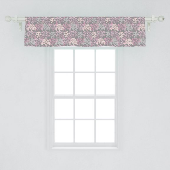 Ambesonne Under the Sea Window Valance, Coral Reef Underwater Plantation Aquarium and Marine Algae, Curtain Valance for Kitchen Bedroom Decor with Rod Pocket, 54" X 12", Grey Pink