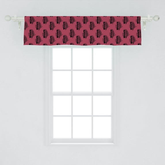 Ambesonne Under the Sea Window Valance, Ornamental Sketches of Fish Underwater Layout Nautical Theme, Curtain Valance for Kitchen Bedroom Decor with Rod Pocket, 54" X 12", Charcoal Grey Dried Rose
