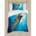 thumbnail image 1 of Ambesonne Under the Sea Duvet Cover Sets, Sea Turtle Diving, 2-Twin, Yellow Brown Blue, 1 of 3