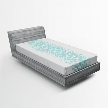Ambesonne Under the Sea Fitted Sheet, Circle Bubbles, Twin Size, Sky Blue and White