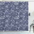 thumbnail image 1 of Ambesonne Under the Sea Shower Curtain, Shells and Plants, 69"Wx75"L, Navy Blue White, 1 of 3