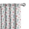 thumbnail image 1 of Ambesonne Underwater Window Curtains, Crab Seahorse Shells Art, Each 28" W x 95" L, Dark Pink Seafoam Beige, 1 of 4