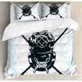 thumbnail image 1 of Ambesonne Underwater Duvet Cover Set, Odd Myst Surf Sign, King, Dark Petrol Blue Blue, 1 of 3