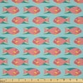 thumbnail image 1 of Ambesonne Underwater Fabric by the Yard Microfiber, Funny Exotic Fishes Swim, 5 Yards, Pale Ruby and Pale Blue, 1 of 2