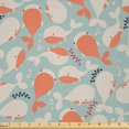 thumbnail image 1 of Ambesonne Underwater Fabric by the Yard Microfiber, Ocean Animal Whales, 5 Yards, Salmon Coconut Turquoise, 1 of 2