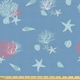 thumbnail image 1 of Ambesonne Underwater Fabric by the Yard Upholstery, Coral Reef and Sea Shell, 5 Yards, Deep Sky Blue and Pink, 1 of 5