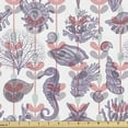 thumbnail image 1 of Ambesonne Underwater Fabric by the Yard Upholstery, Coral Seahorse Shell, 5 Yards, Mauve and Pastel Pink, 1 of 5
