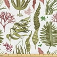 thumbnail image 1 of Ambesonne Underwater Fabric by the Yard Upholstery, Corals Nautical Leaves, 10 Yards, Olive Green Pale Maroon, 1 of 1