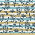 thumbnail image 1 of Ambesonne Underwater Fabric by the Yard Upholstery, Shells on Brush Stripes, 2 Yards, Turquoise Dark Khaki, 1 of 5