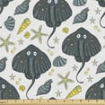 thumbnail image 1 of Ambesonne Underwater Fabric by the Yard Upholstery, Stingray and Starfish, 1 Yard, Grey Pale Green, 1 of 5
