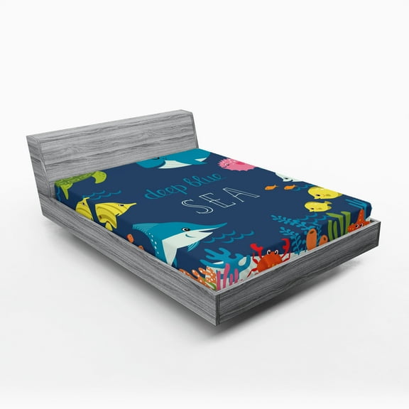 Ambesonne Underwater Fitted Sheet, Algaes Coral Reefs, Queen Size, Multicolor
