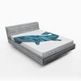 thumbnail image 1 of Ambesonne Underwater Fitted Sheet, Humpback Whale Sea, Full Size, Teal Blue Dried Rose, 1 of 2