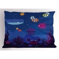 thumbnail image 1 of Ambesonne Underwater Pillow Sham, Aquarium Fish Whale, 26" X 20", Multicolor and Blue, 1 of 2