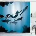 thumbnail image 1 of Ambesonne Underwater Shower Curtain, Mermaid and Dolphins, 69"Wx84"L, Blue Black Petrol Blue, 1 of 4