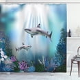 thumbnail image 1 of Ambesonne Underwater Shower Curtain, Sharks Coral Aquatic, 69"Wx70"L, Multicolor, 1 of 3