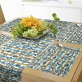 thumbnail image 1 of Ambesonne Underwater Table Runner & Placemats, Shells on Brush Stripes, Placemat 4 pcs + Runner 14"x90", Turquoise Dark Khaki, 1 of 2