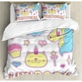 thumbnail image 1 of Ambesonne Unicorn Cat Duvet Cover Sets, Dream, 2-King, Pale Yellow Sky Blue, 1 of 6