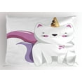 thumbnail image 1 of Ambesonne Unicorn Cat Pillow Sham, Fantasy Character, 26" X 20", Pale Pink Orange Lilac, 1 of 2