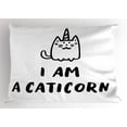 thumbnail image 1 of Ambesonne Unicorn Cat Pillow Sham, Humorous Writing, 26" X 20", Black White, 1 of 2