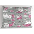 thumbnail image 1 of Ambesonne Unicorn Cat Pillow Sham, Mermaid Cat, 36" X 20", Grey Pale Pink White, 1 of 2