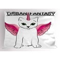 thumbnail image 1 of Ambesonne Unicorn Cat Pillow Sham, Urban Fantasy Art, 26" X 20", Pink Black, 1 of 2