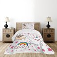 thumbnail image 1 of Ambesonne Unicorn Cat Quilted Bedspread Set 2 Pcs, Comic Pop Art Style, Twin Size, Multicolor, 1 of 3