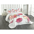 thumbnail image 1 of Ambesonne Unicorn Cat Quilted Bedspread Set 3 Pcs, Fantasy, Queen Size, Pink Multicolor, 1 of 5