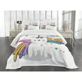 thumbnail image 1 of Ambesonne Unicorn Cat Quilted Bedspread Set 3 Pcs, Fiction, Queen Size, Multicolor, 1 of 5