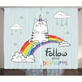thumbnail image 1 of Ambesonne Unicorn Curtains 2 Panel Set, Follow Your Dreams Rainbow, 108" x 84", Multicolor, 1 of 3
