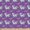 thumbnail image 1 of Ambesonne Unicorn Fabric by the Yard Upholstery, Running Horned Horses Art, 5 Yards, Violet Pale Cadet Blue, 1 of 5