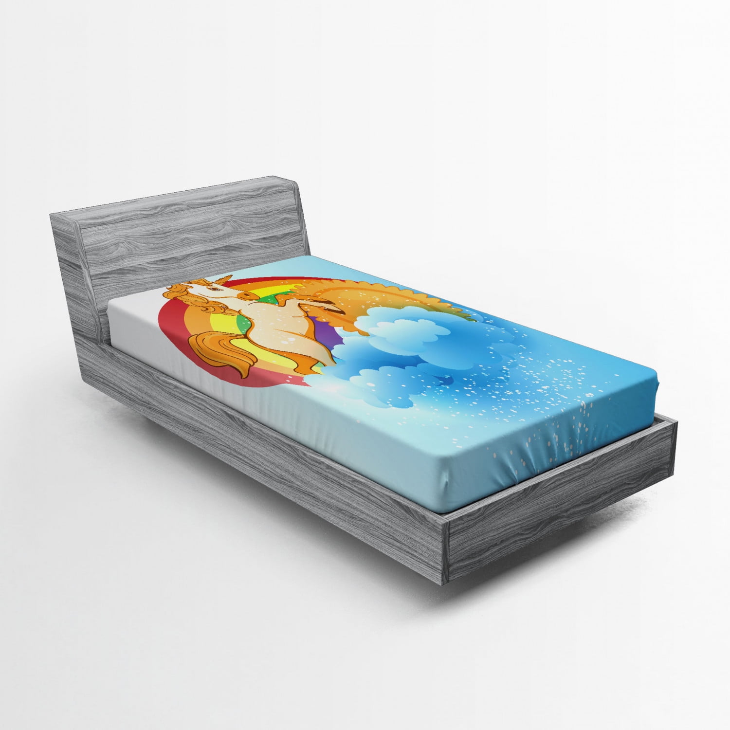 Dreamy Unicorn Fitted Sheet Set Full Size - Cute Rainbow Unicorn Bedding With Deep Pocket & 2 Pillowcases