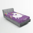 thumbnail image 1 of Ambesonne Unicorn Fitted Sheet, Purple Rainbow, Twin Size, Lavender White, 1 of 3