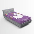 thumbnail image 1 of Ambesonne Unicorn Fitted Sheet, Purple Rainbow, Twin XL Size, Lavender White, 1 of 3