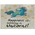 thumbnail image 1 of Ambesonne Unicorn Jigsaw Puzzle, Words Happiness, Heirloom-Quality Fun Activity for Family Durable Cardboard, 1000 pcs, Yellow Blue, 1 of 5