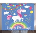 thumbnail image 1 of Ambesonne Unicorn Party Curtains 2 Panel Set, Birthday Cartoon, 108" x 96", Multicolor, 1 of 3