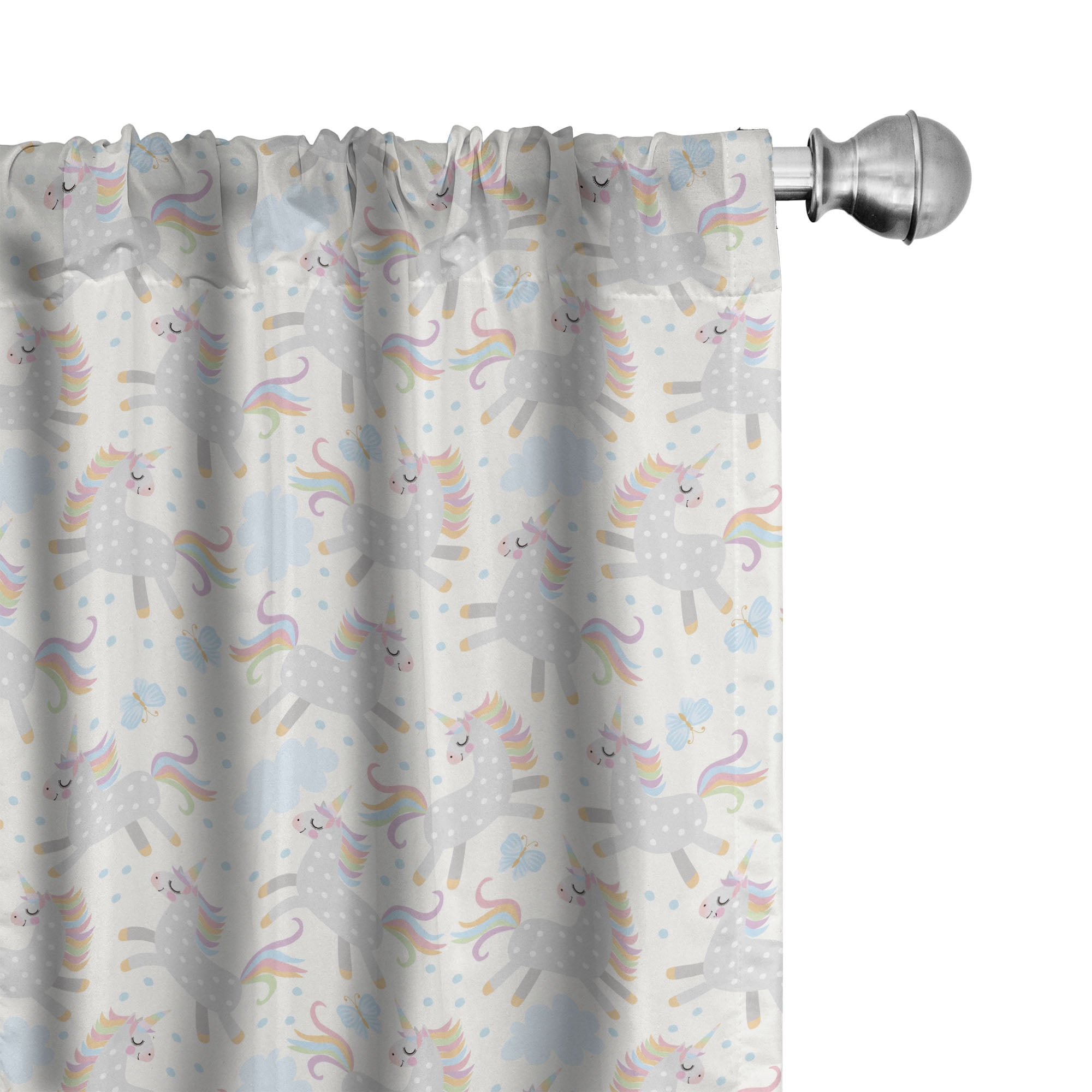 Unicorn Party Multicolor Polyester Rod Pocket Curtain Panels