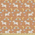 thumbnail image 1 of Ambesonne Unicorn Party Fabric by the Yard Upholstery, Horse Rainbow Moon, 2 Yards, Dark Peach Multicolor, 1 of 5