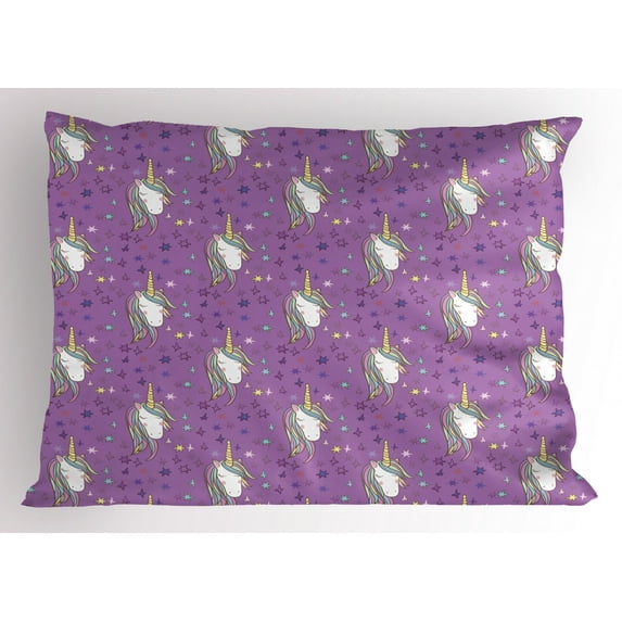Ambesonne Unicorn Party Pillow Sham, Magic Cartoon Animal, 36" X 20", Multicolor