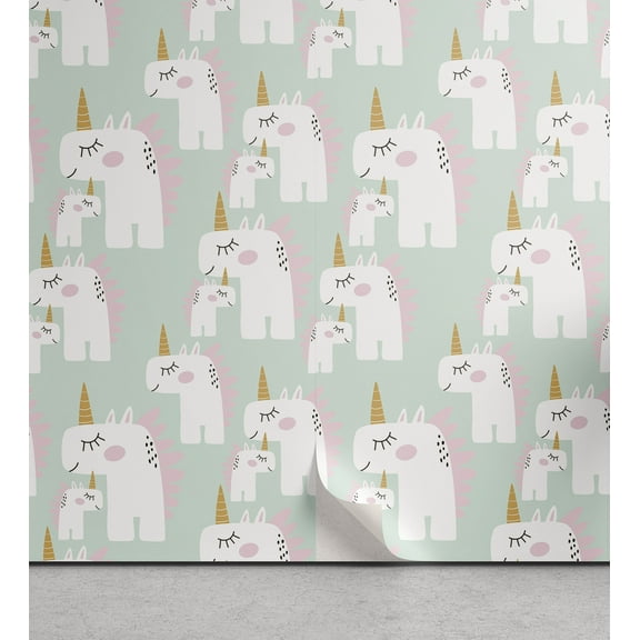 Ambesonne Unicorn Peel & Stick Wallpaper for Home, Mythical Horse Horns, 13"x36", Multicolor