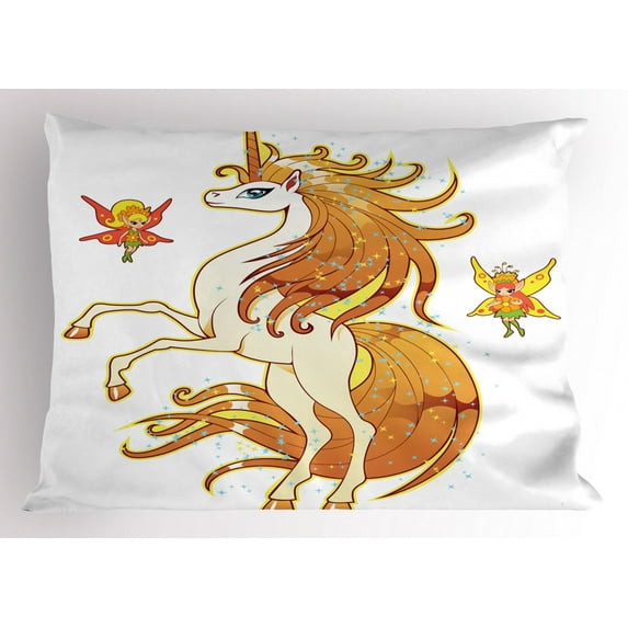 Ambesonne Unicorn Pillow Sham, Unicorn and Art, 26" X 20", Multicolor