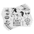 thumbnail image 1 of Ambesonne Unicorn Place Mats Set of 4, Occult with Pyramids, Standard Size, Black, 1 of 6