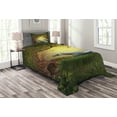 thumbnail image 1 of Ambesonne Unicorn Quilted Bedspread Set 2 Pcs, Fantasy Forest, Twin Size, Green White, 1 of 3