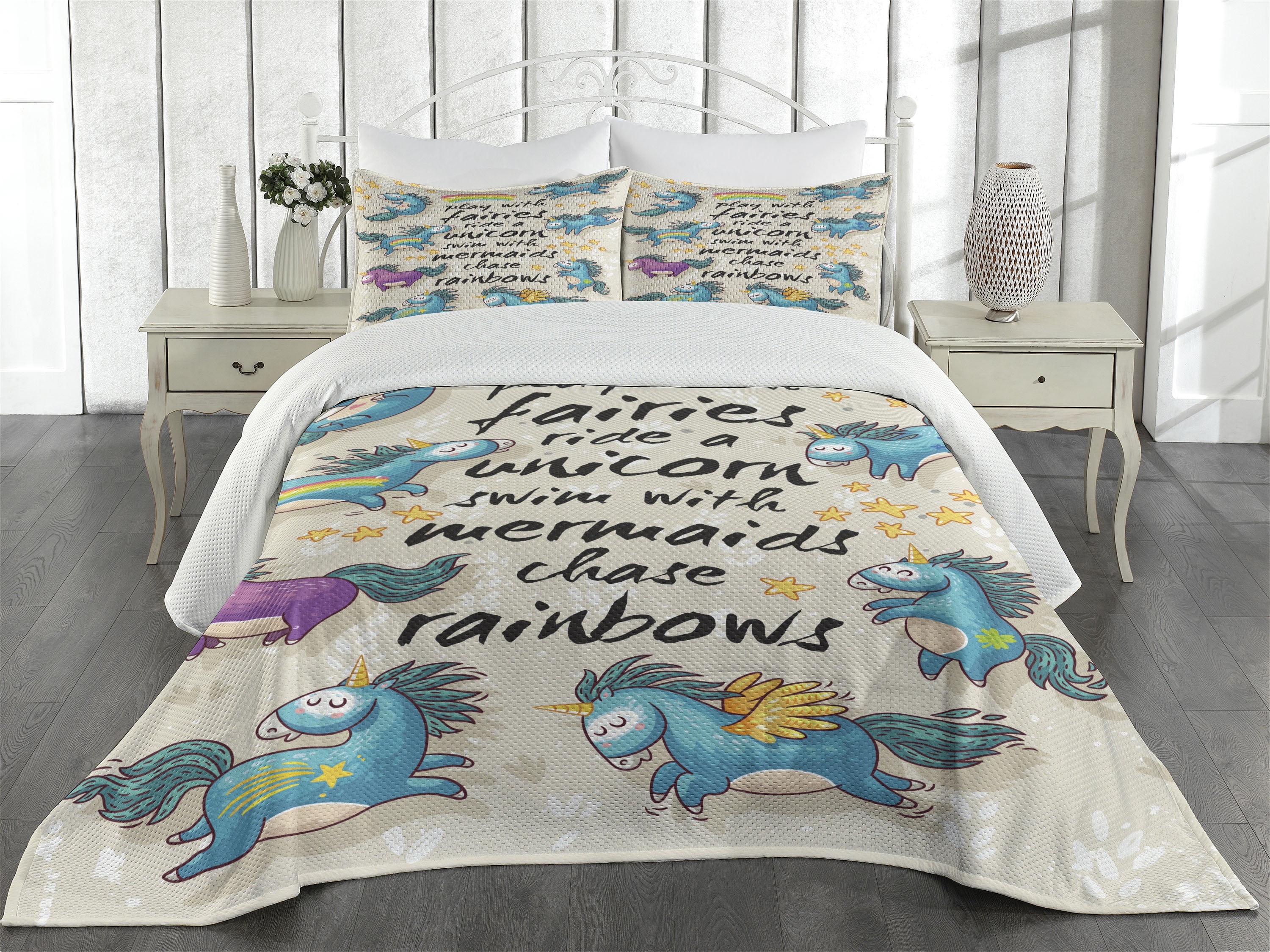 Parure da letto per bambini con unicorno, 140x200 cm, set di biancheria da letto, motivo: arcobaleno, per adolescenti, colore: rosa, unicorno e cavalli con 1 federa, bellissimo motivo unicorno